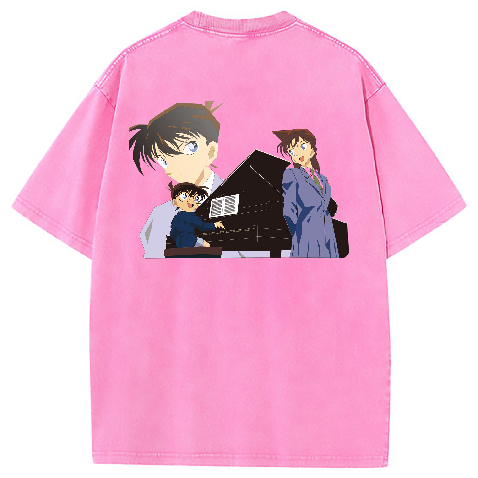 （画像用） 名探偵コナン 毛利 蘭 もうり らん、モーリ ラン Detective Conan Rachel Moore 綿100% ヴィンテージ風 半袖Tシャツ（背面プリント）